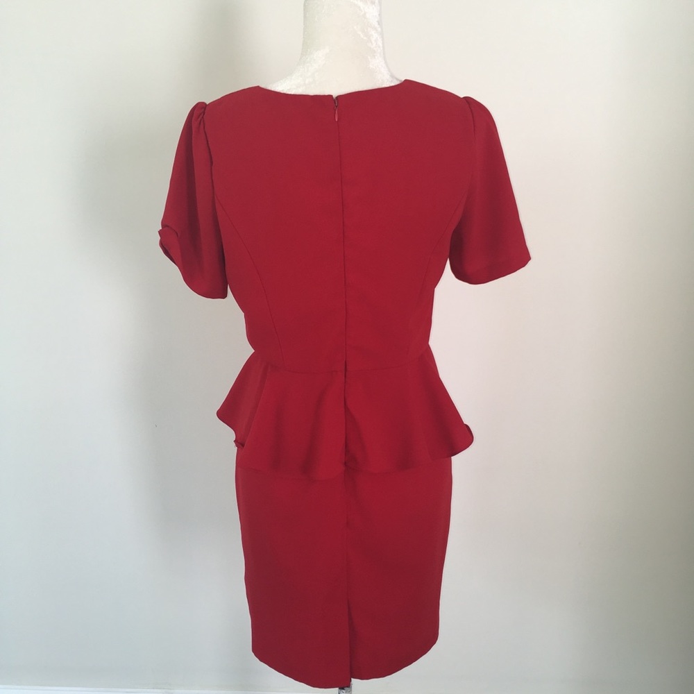 Red Peplum Dress - Picture 5 of 5